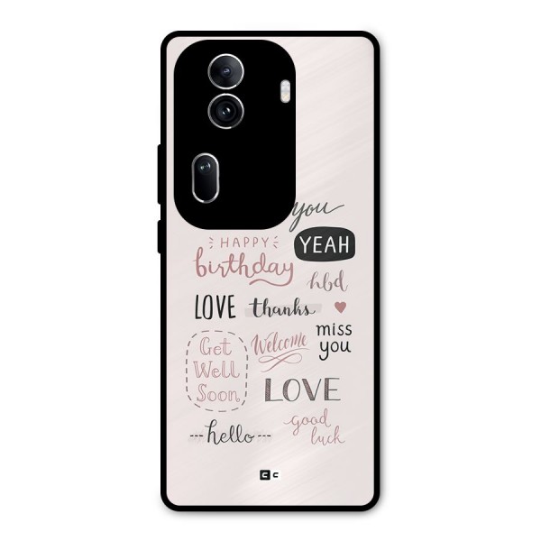 Cute Quotes Metal Back Case for Oppo Reno11 Pro 5G