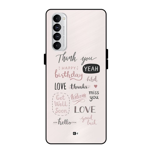 Cute Quotes Metal Back Case for Oppo Reno4 Pro