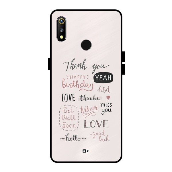 Cute Quotes Metal Back Case for Realme 3