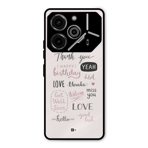 Cute Quotes Metal Back Case for Tecno Pova 6 Pro