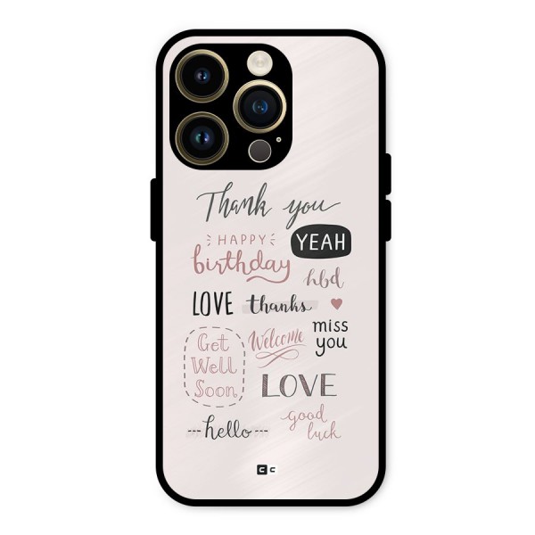 Cute Quotes Metal Back Case for iPhone 14 Pro