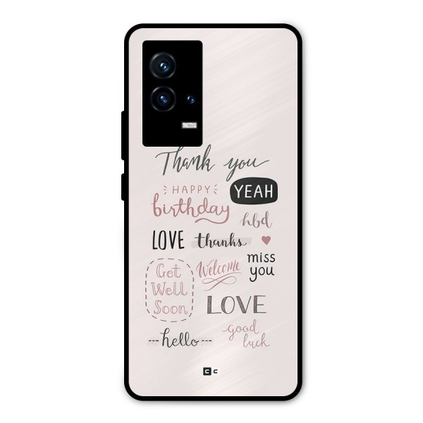 Cute Quotes Metal Back Case for iQOO 9 5G