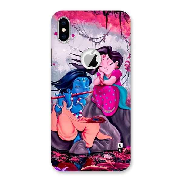 Cute Radha Krishna Back Case for iPhone XS Logo Cut