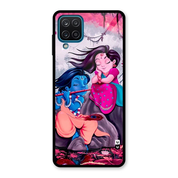 Cute Radha Krishna Glass Back Case for Galaxy A12