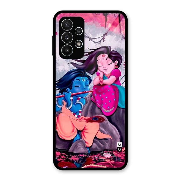 Cute Radha Krishna Glass Back Case for Galaxy A23