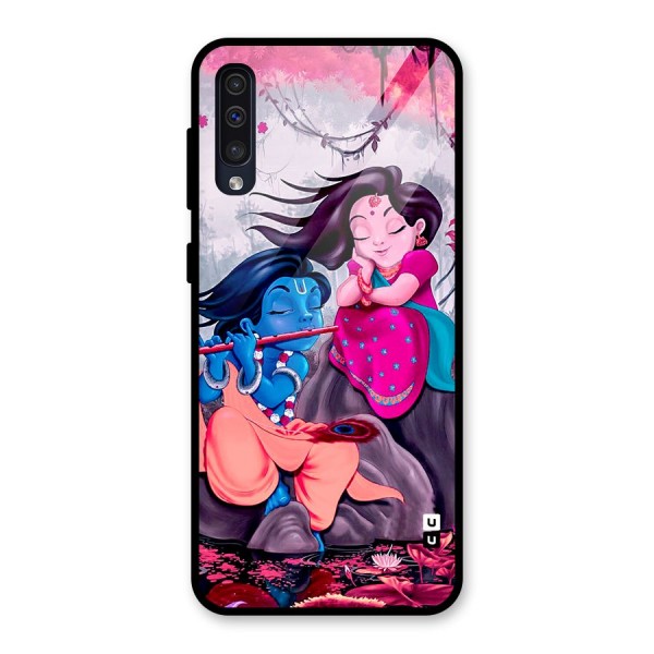 Cute Radha Krishna Glass Back Case for Galaxy A50s