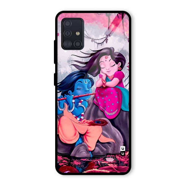 Cute Radha Krishna Glass Back Case for Galaxy A51