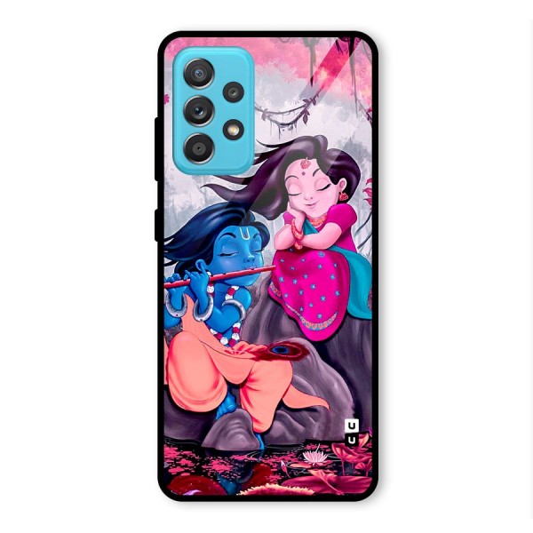 Cute Radha Krishna Glass Back Case for Galaxy A52s 5G