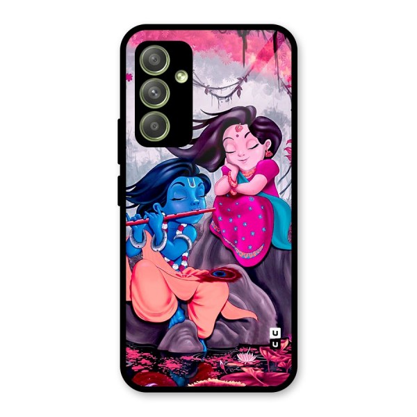 Cute Radha Krishna Glass Back Case for Galaxy A54