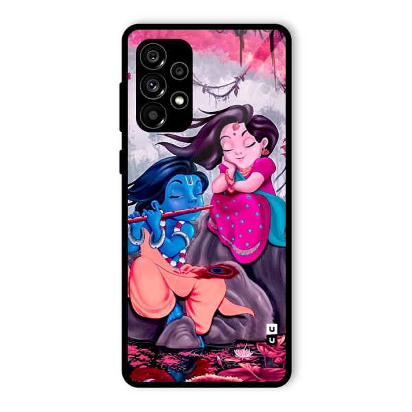 Cute Radha Krishna Glass Back Case for Galaxy A73 5G