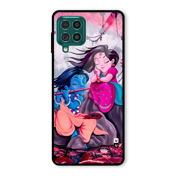 Cute Radha Krishna Glass Back Case for Galaxy F62