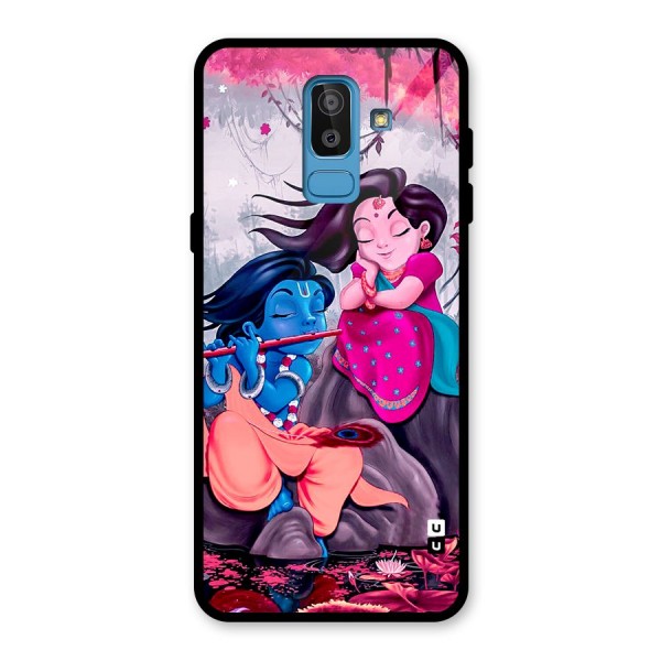 Cute Radha Krishna Glass Back Case for Galaxy J8