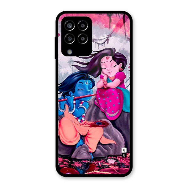 Cute Radha Krishna Glass Back Case for Galaxy M33