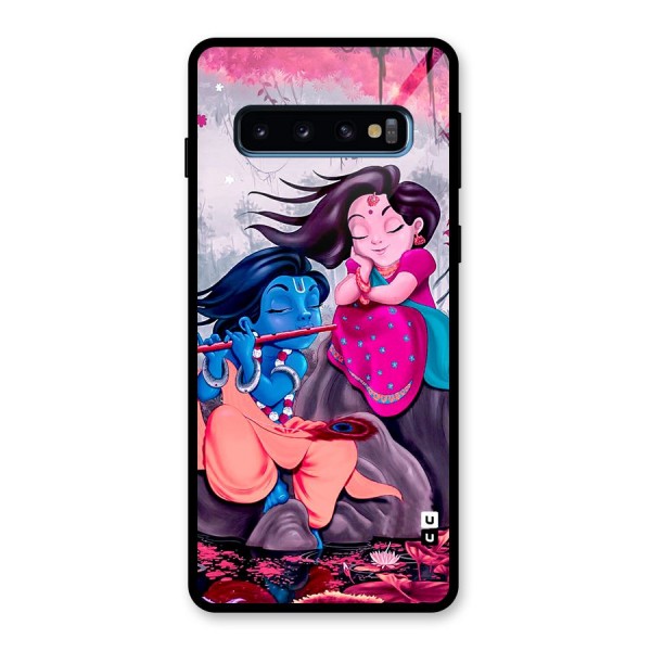 Cute Radha Krishna Glass Back Case for Galaxy S10