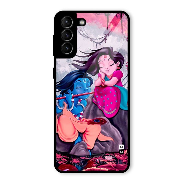 Cute Radha Krishna Glass Back Case for Galaxy S21 Plus