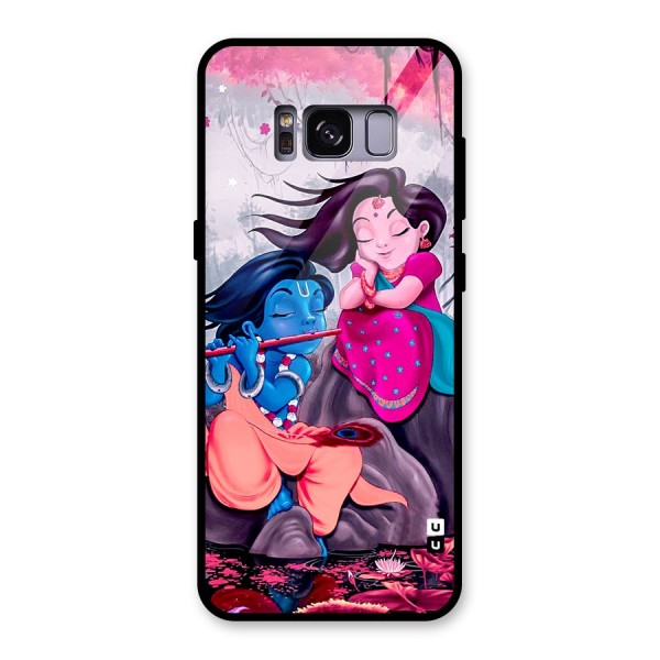 Cute Radha Krishna Glass Back Case for Galaxy S8