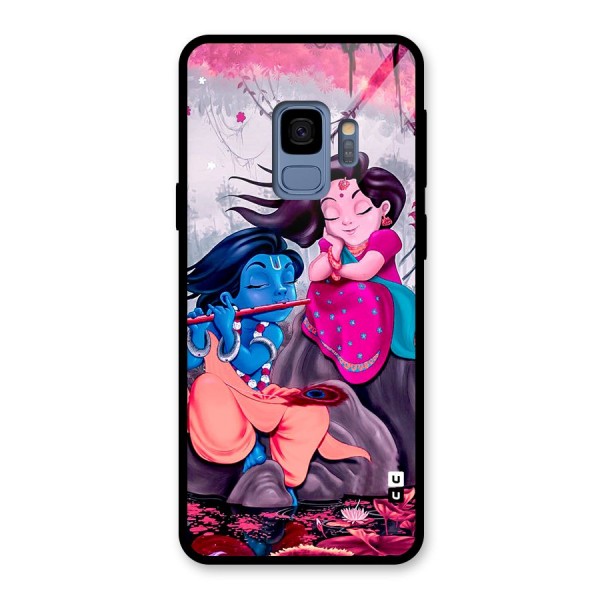 Cute Radha Krishna Glass Back Case for Galaxy S9