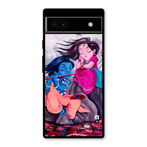 Cute Radha Krishna Glass Back Case for Google Pixel 6a