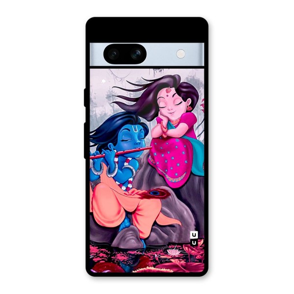 Cute Radha Krishna Glass Back Case for Google Pixel 7a