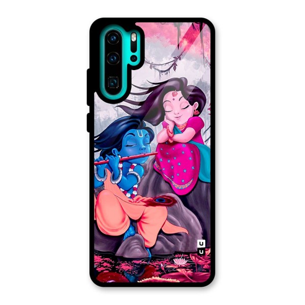 Cute Radha Krishna Glass Back Case for Huawei P30 Pro