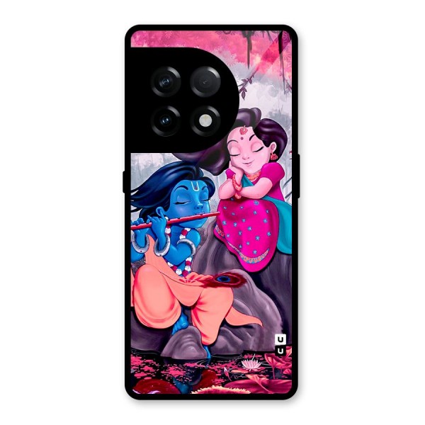 Cute Radha Krishna Glass Back Case for OnePlus 11R