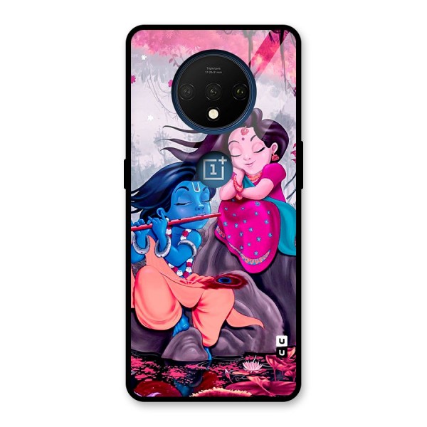 Cute Radha Krishna Glass Back Case for OnePlus 7T