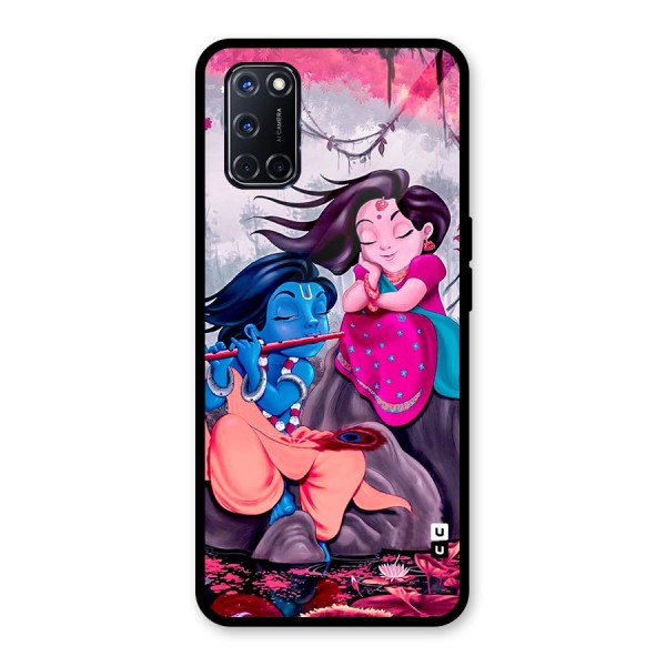 Cute Radha Krishna Glass Back Case for Oppo A52