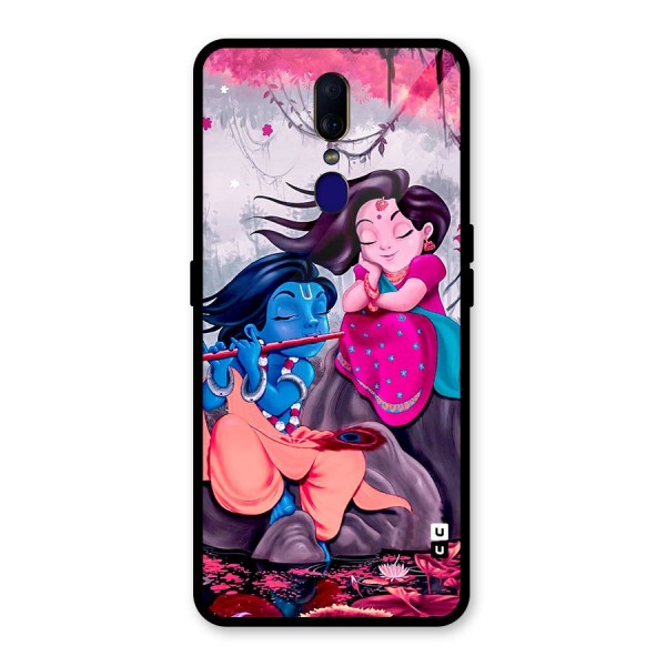 Cute Radha Krishna Glass Back Case for Oppo F11