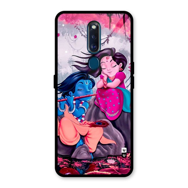 Cute Radha Krishna Glass Back Case for Oppo F11 Pro