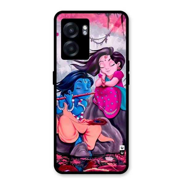 Cute Radha Krishna Glass Back Case for Oppo K10 (5G)