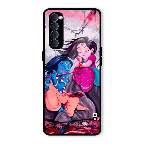 Cute Radha Krishna Glass Back Case for Oppo Reno4 Pro