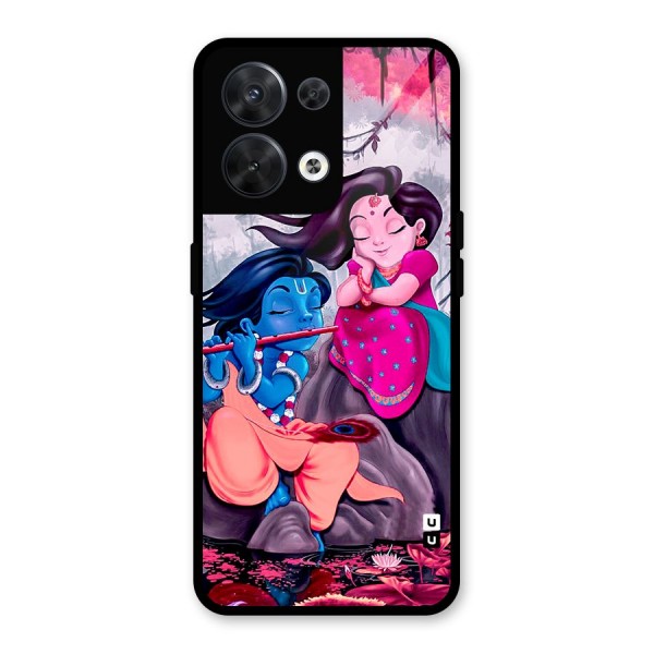 Cute Radha Krishna Glass Back Case for Oppo Reno8 5G