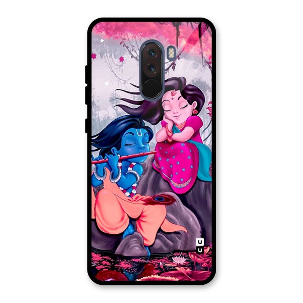 Cute Radha Krishna Glass Back Case for Poco F1