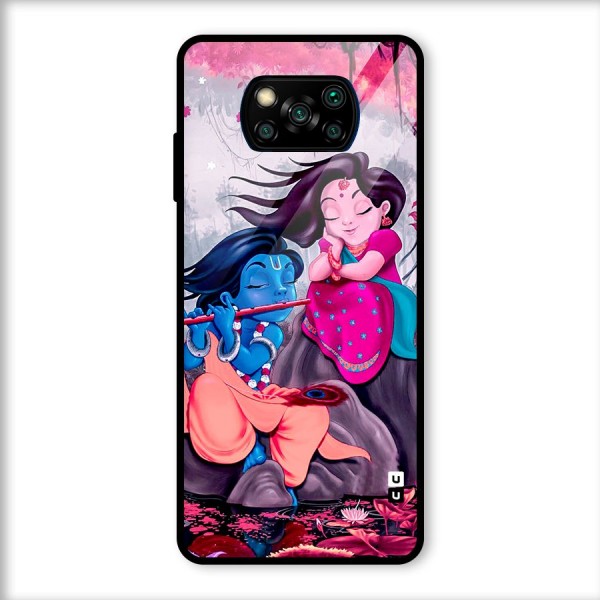 Cute Radha Krishna Glass Back Case for Poco X3