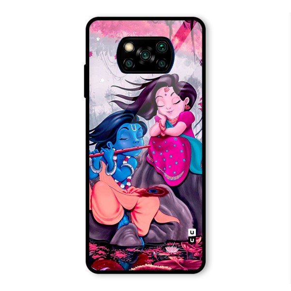 Cute Radha Krishna Glass Back Case for Poco X3 Pro