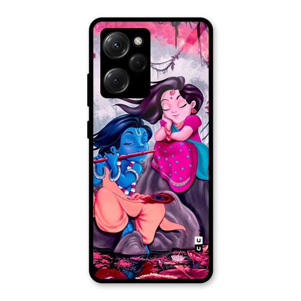 Cute Radha Krishna Glass Back Case for Poco X5 Pro