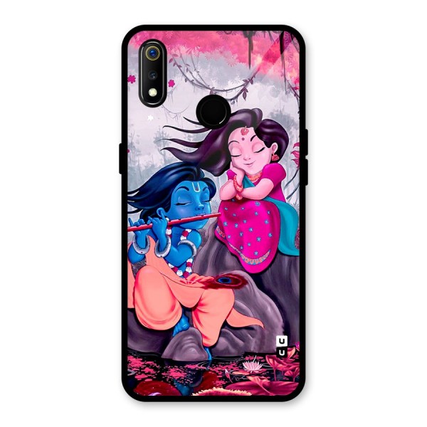 Cute Radha Krishna Glass Back Case for Realme 3