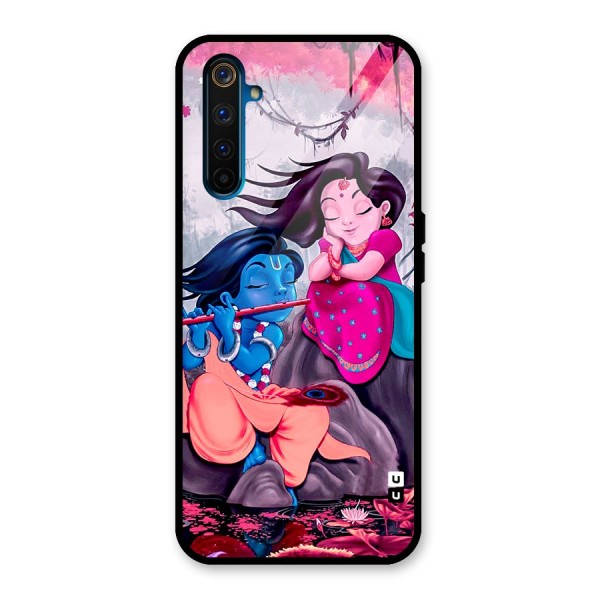 Cute Radha Krishna Glass Back Case for Realme 6 Pro