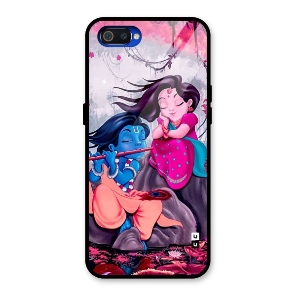 Cute Radha Krishna Glass Back Case for Realme C2