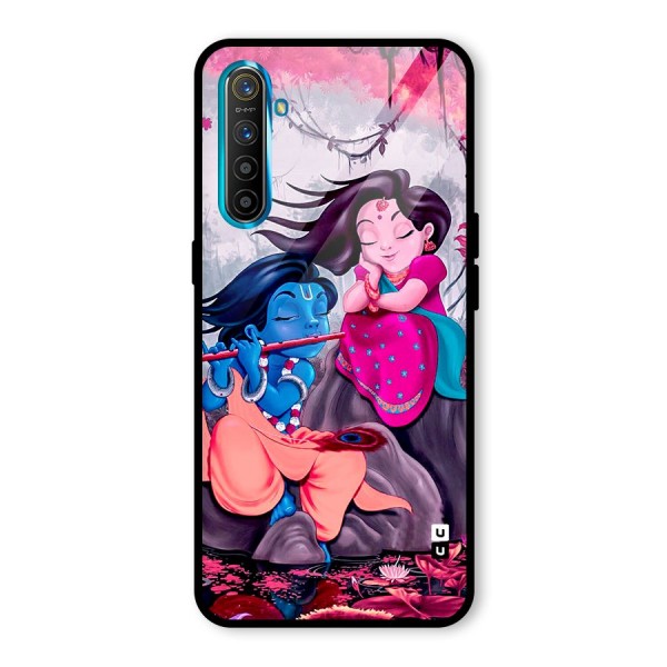 Cute Radha Krishna Glass Back Case for Realme X2