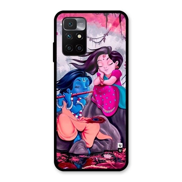 Cute Radha Krishna Glass Back Case for Redmi 10 Prime