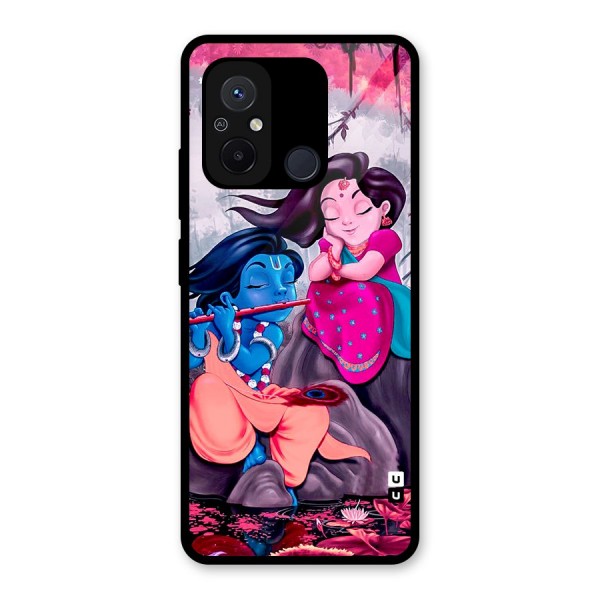 Cute Radha Krishna Glass Back Case for Redmi 12C