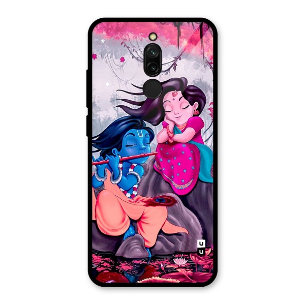 Cute Radha Krishna Glass Back Case for Redmi 8