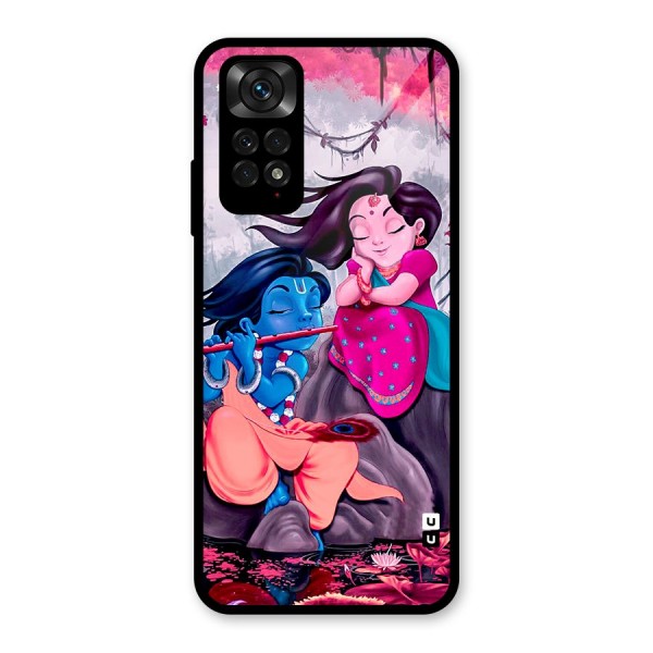 Cute Radha Krishna Glass Back Case for Redmi Note 11S