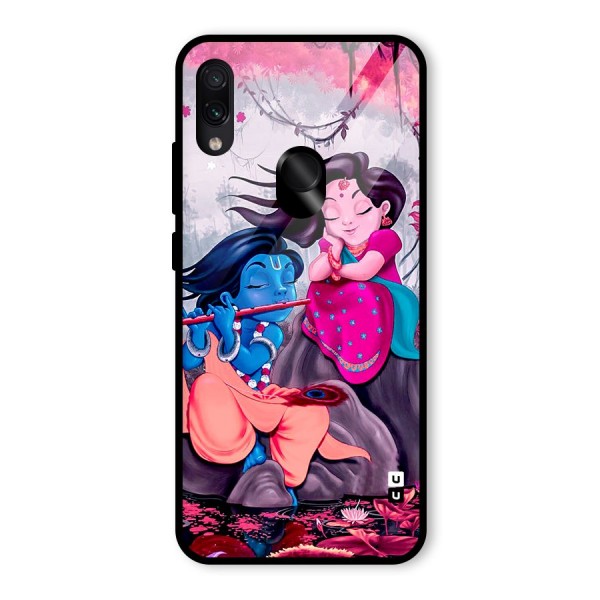 Cute Radha Krishna Glass Back Case for Redmi Note 7