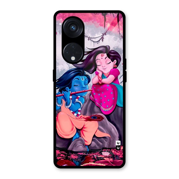 Cute Radha Krishna Glass Back Case for Reno8 T 5G