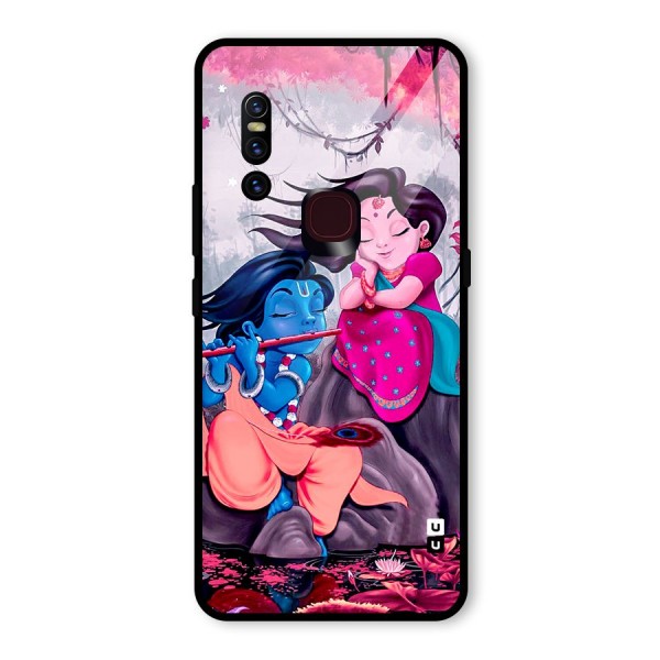 Cute Radha Krishna Glass Back Case for Vivo V15