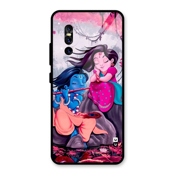 Cute Radha Krishna Glass Back Case for Vivo V15 Pro