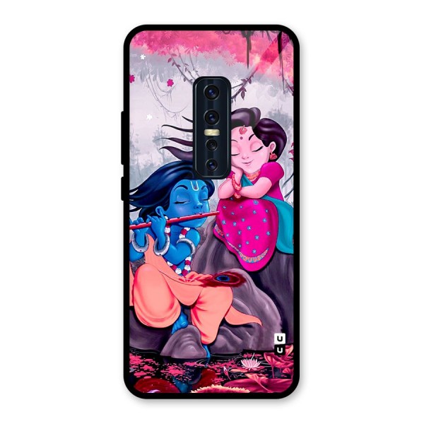 Cute Radha Krishna Glass Back Case for Vivo V17 Pro