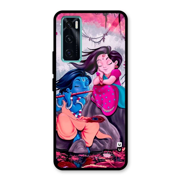 Cute Radha Krishna Glass Back Case for Vivo V20 SE